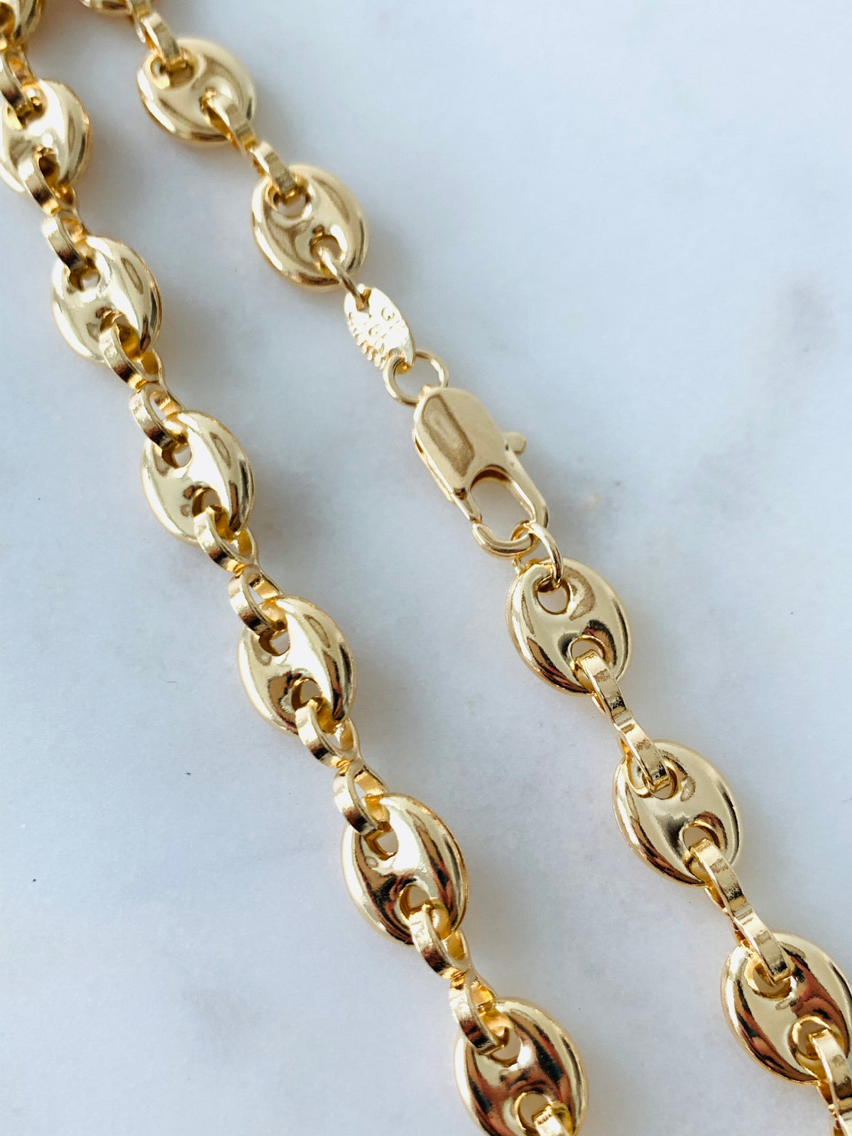 18KT Gold Filled Bracelets, Gold Filled 8mm Puff Bracelet | Chunky Bold | 9 Inch Fit by HAUS OF MONOGRAM