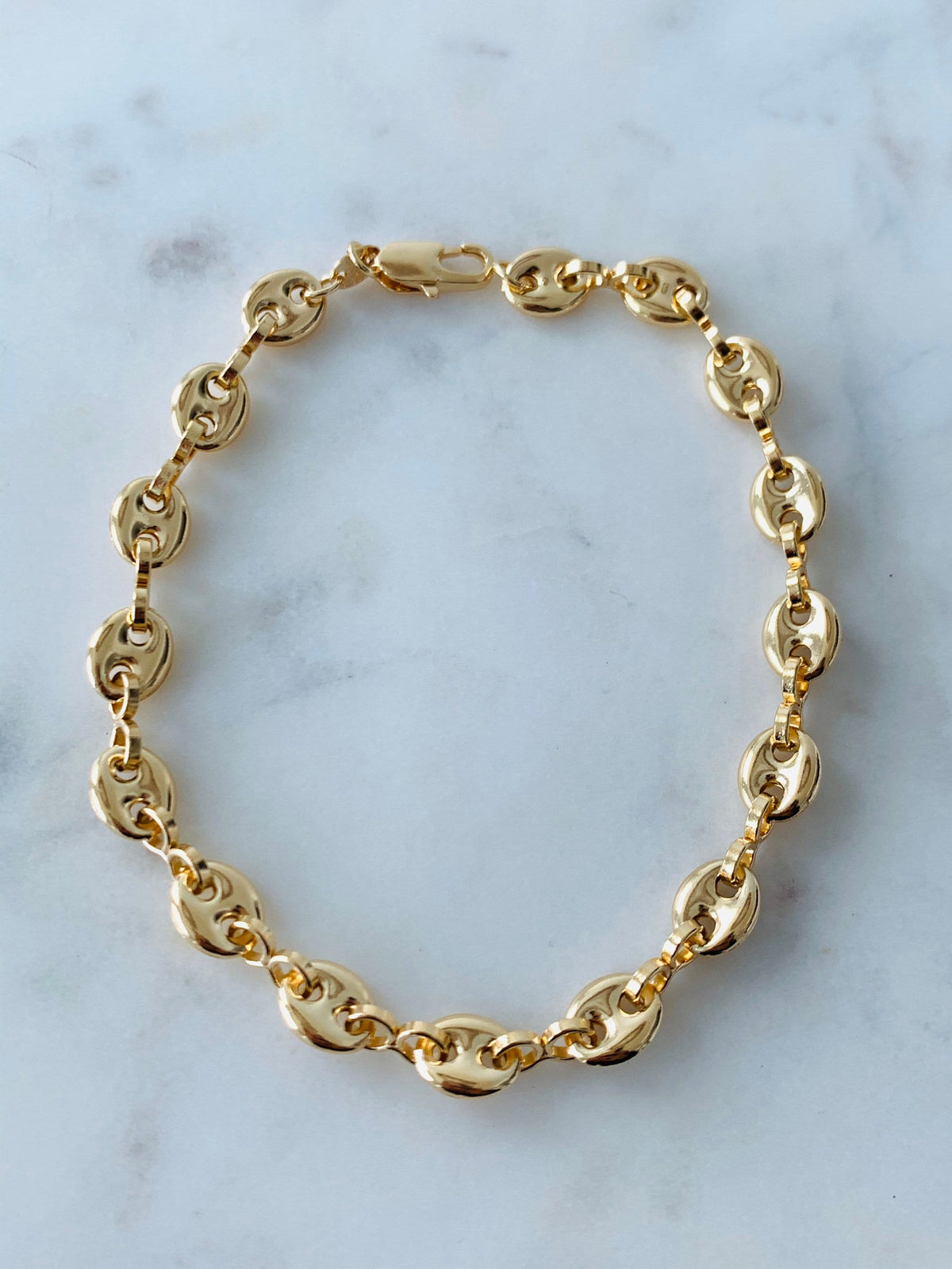 18KT Gold Filled Bracelets, Gold Filled 8mm Puff Bracelet | Chunky Bold | 9 Inch Fit by HAUS OF MONOGRAM