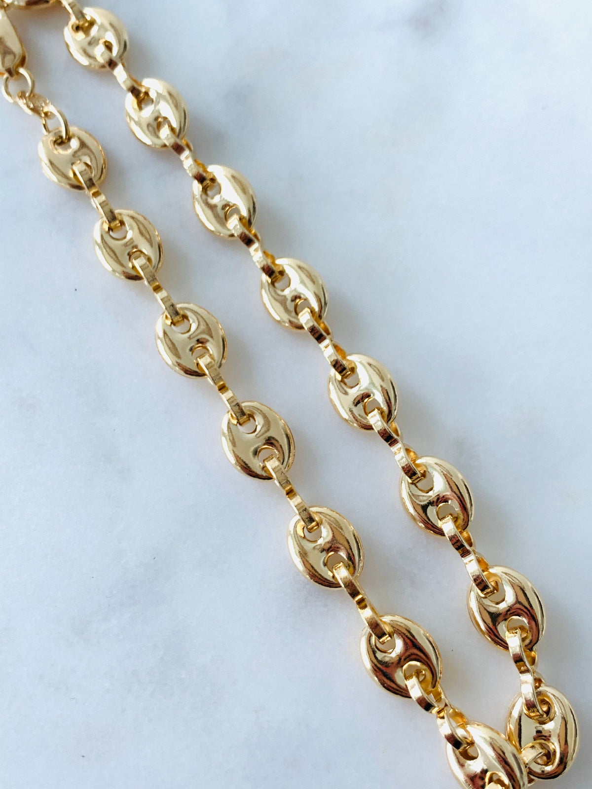 18KT Gold Filled Bracelets, Gold Filled 8mm Puff Bracelet | Chunky Bold | 9 Inch Fit by HAUS OF MONOGRAM