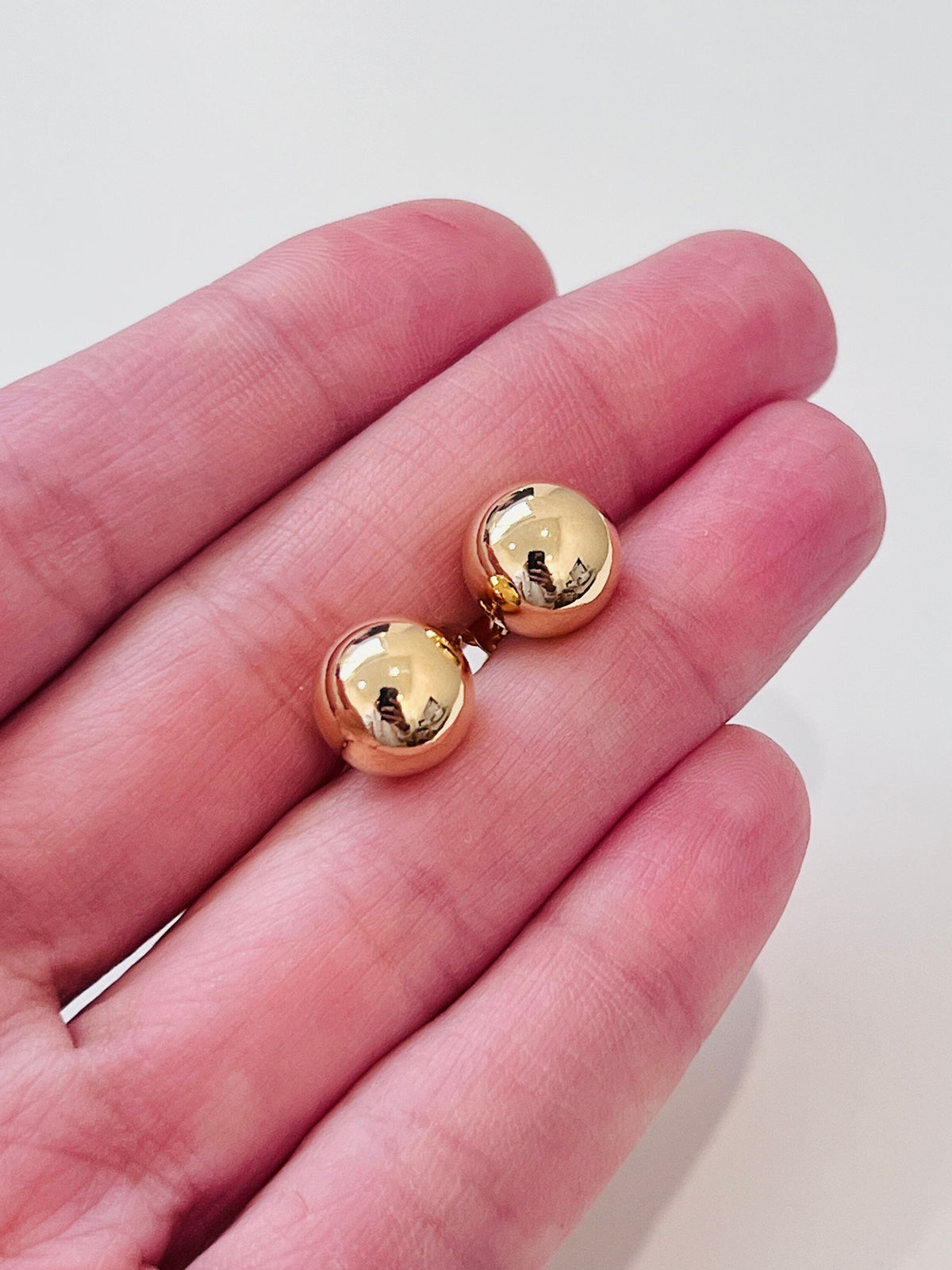 18KT Gold Filled Earrings, Gold Filled 9mm Stud Earrings | Bold Everyday Statement Studs by HAUS OF MONOGRAM