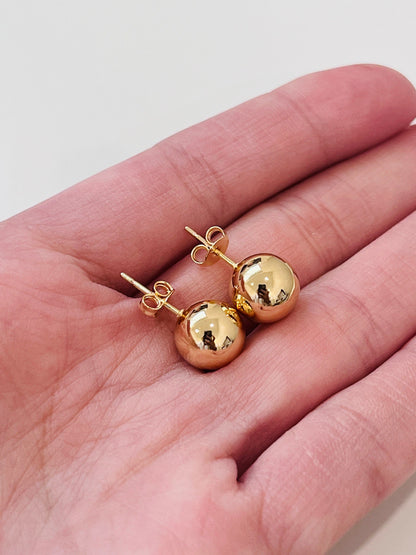 18KT Gold Filled Earrings, Gold Filled 9mm Stud Earrings | Bold Everyday Statement Studs by HAUS OF MONOGRAM