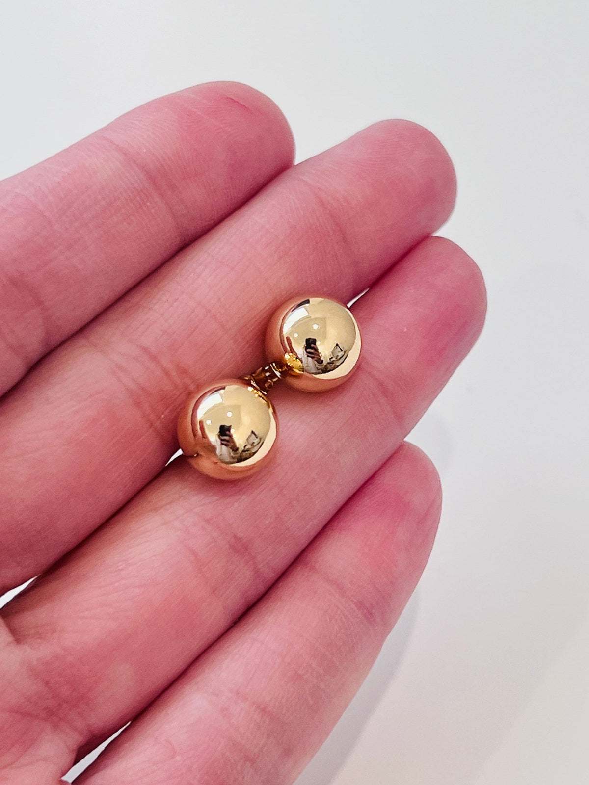 18KT Gold Filled Earrings, Gold Filled 9mm Stud Earrings | Bold Everyday Statement Studs by HAUS OF MONOGRAM