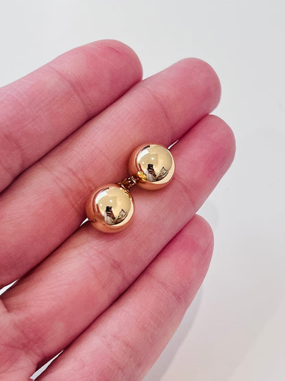 18KT Gold Filled Earrings, Gold Filled 9mm Stud Earrings | Bold Everyday Statement Studs by HAUS OF MONOGRAM