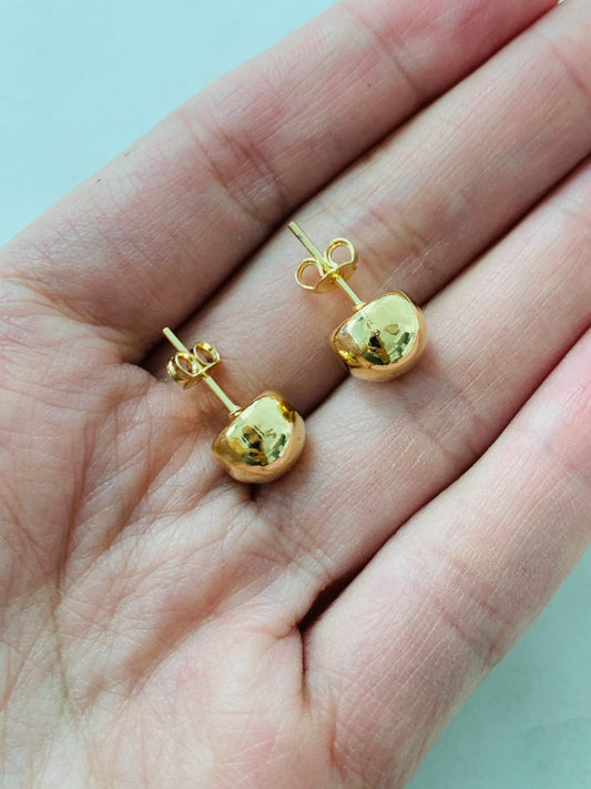 18KT Gold Filled Earrings, Gold Filled 9mm Stud Earrings | Classic Round Design by HAUS OF MONOGRAM