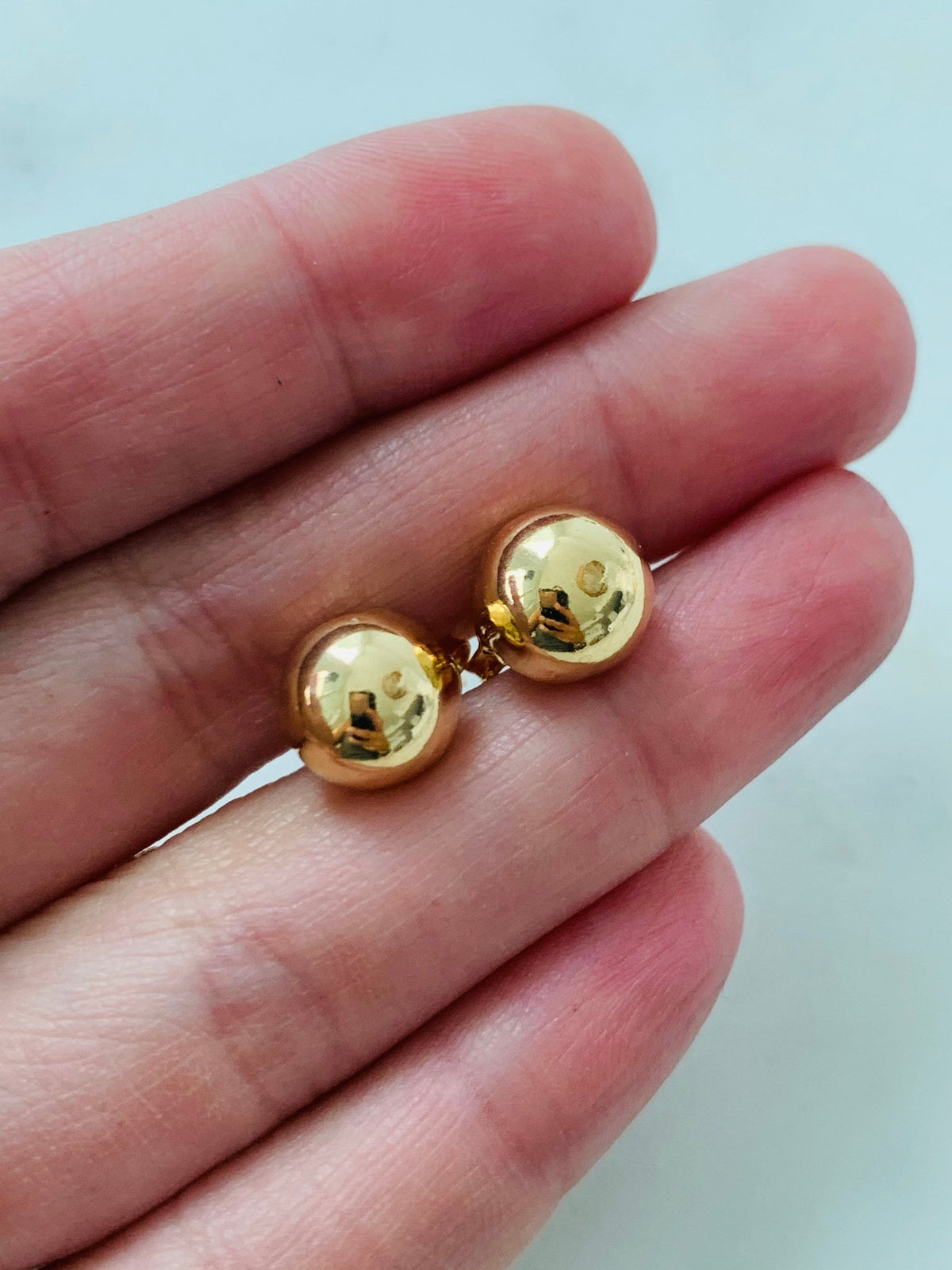 18KT Gold Filled Earrings, Gold Filled 9mm Stud Earrings | Classic Round Design by HAUS OF MONOGRAM