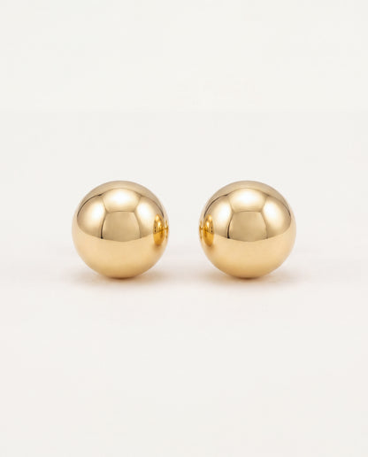 18KT Gold Filled Earrings, Gold Filled 9mm Stud Earrings | Classic Round Design by HAUS OF MONOGRAM