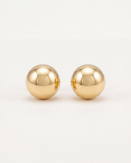 18KT Gold Filled Earrings, Gold Filled 9mm Stud Earrings | Classic Round Design by HAUS OF MONOGRAM
