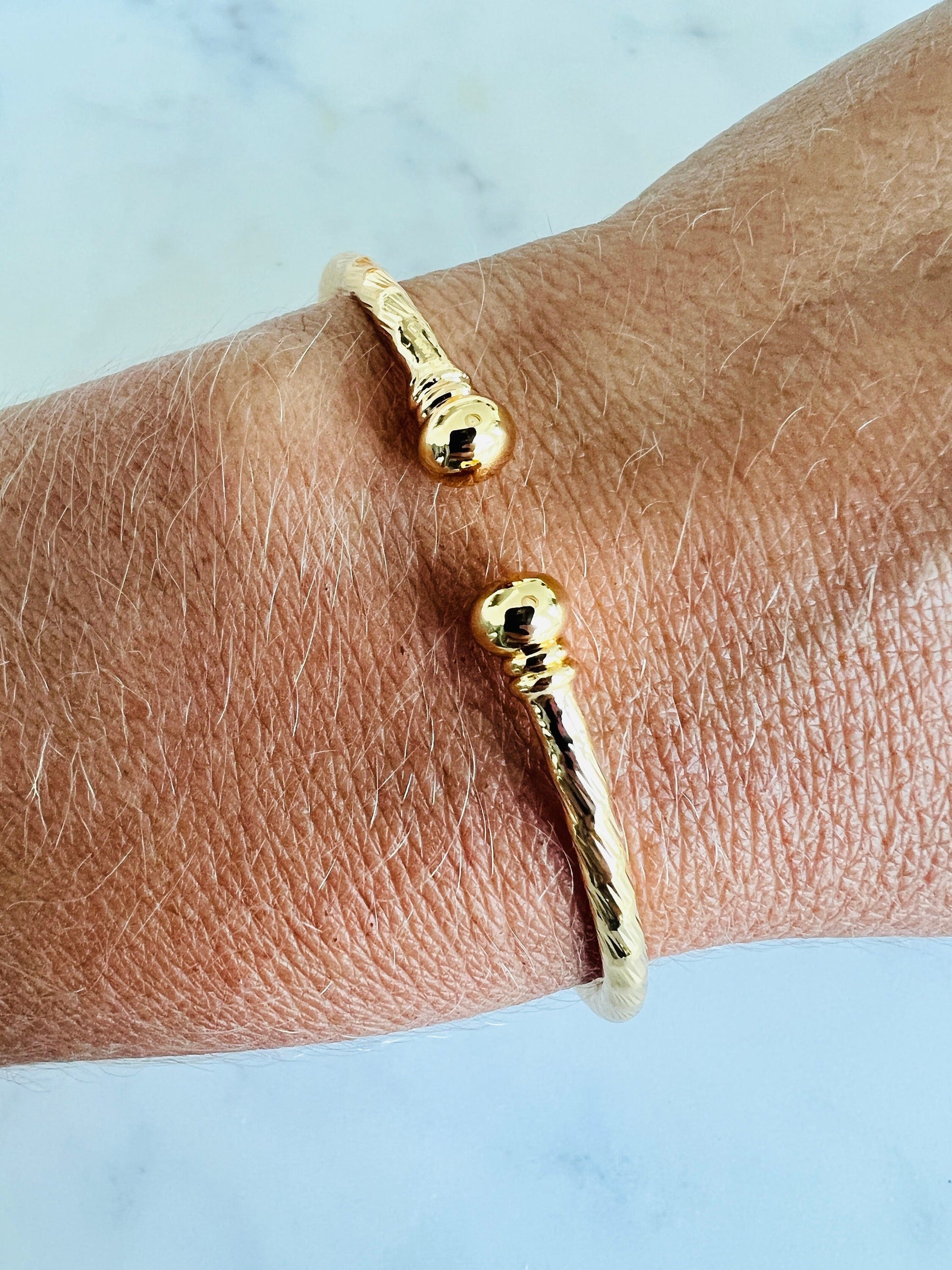 18KT Gold Filled Bangles, Gold Filled Adjustable Bangle | 2.25" 2.5" 2.75" Diameter by HAUS OF MONOGRAM