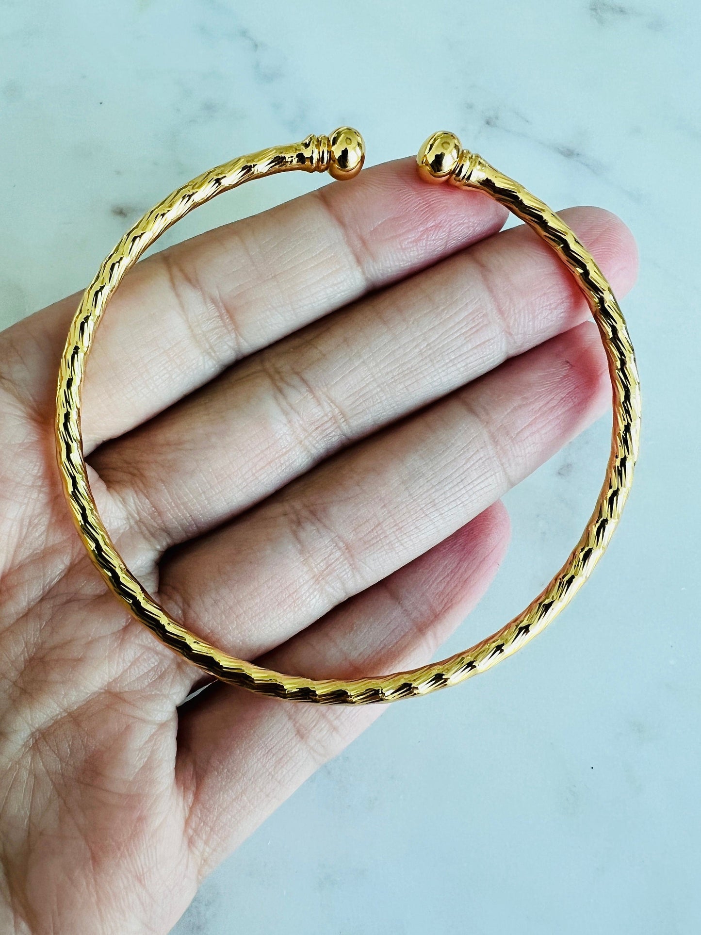 18KT Gold Filled Bangles, Gold Filled Adjustable Bangle | 2.25" 2.5" 2.75" Diameter by HAUS OF MONOGRAM