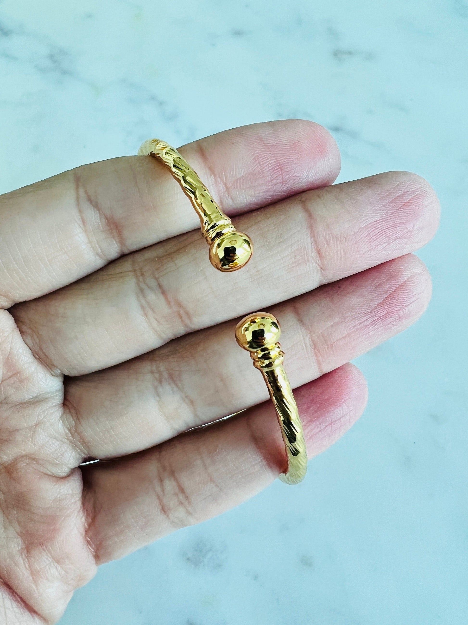 18KT Gold Filled Bangles, Gold Filled Adjustable Bangle | 2.25" 2.5" 2.75" Diameter by HAUS OF MONOGRAM