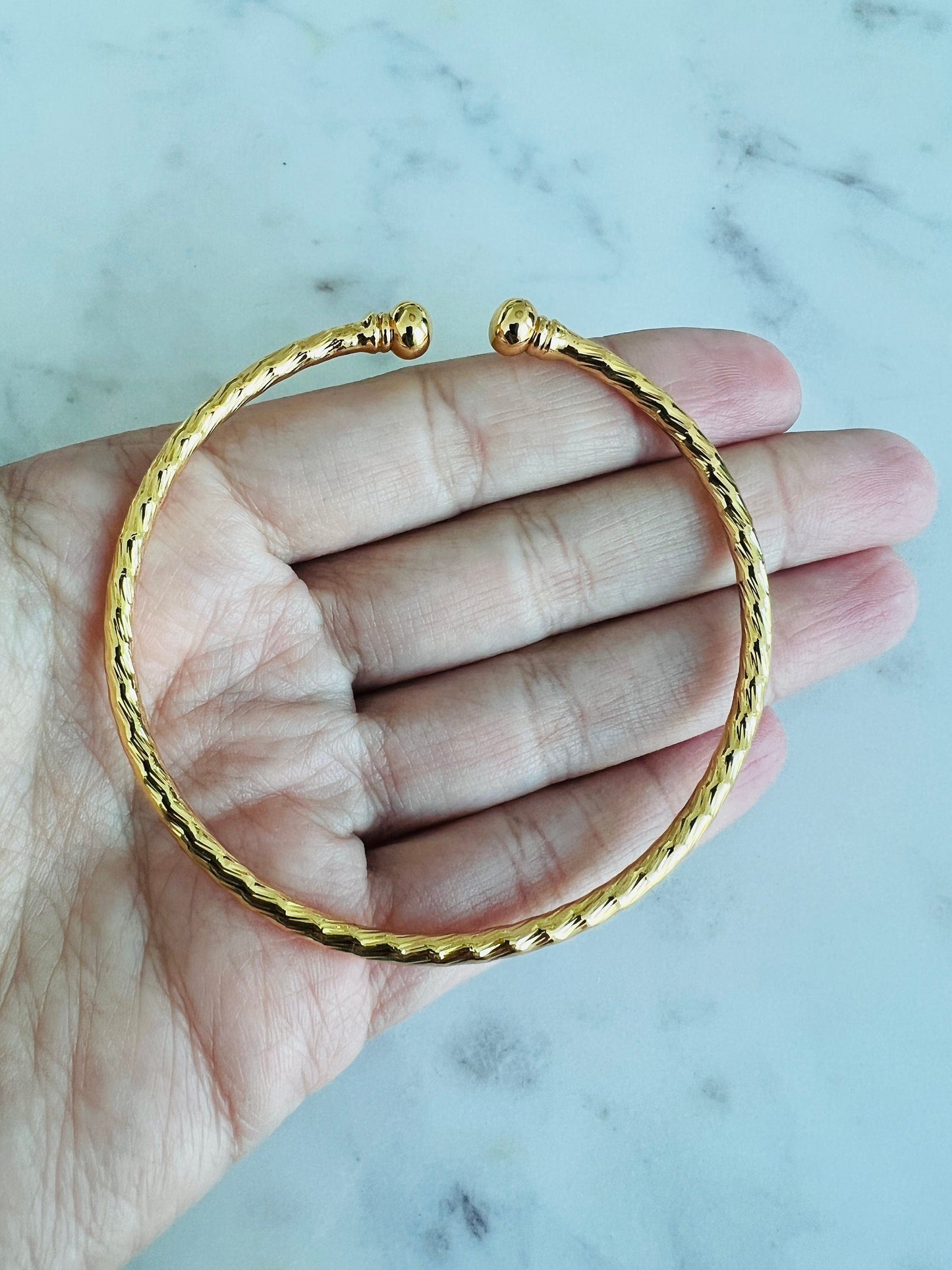 18KT Gold Filled Bangles, Gold Filled Adjustable Bangle | 2.25" 2.5" 2.75" Diameter by HAUS OF MONOGRAM