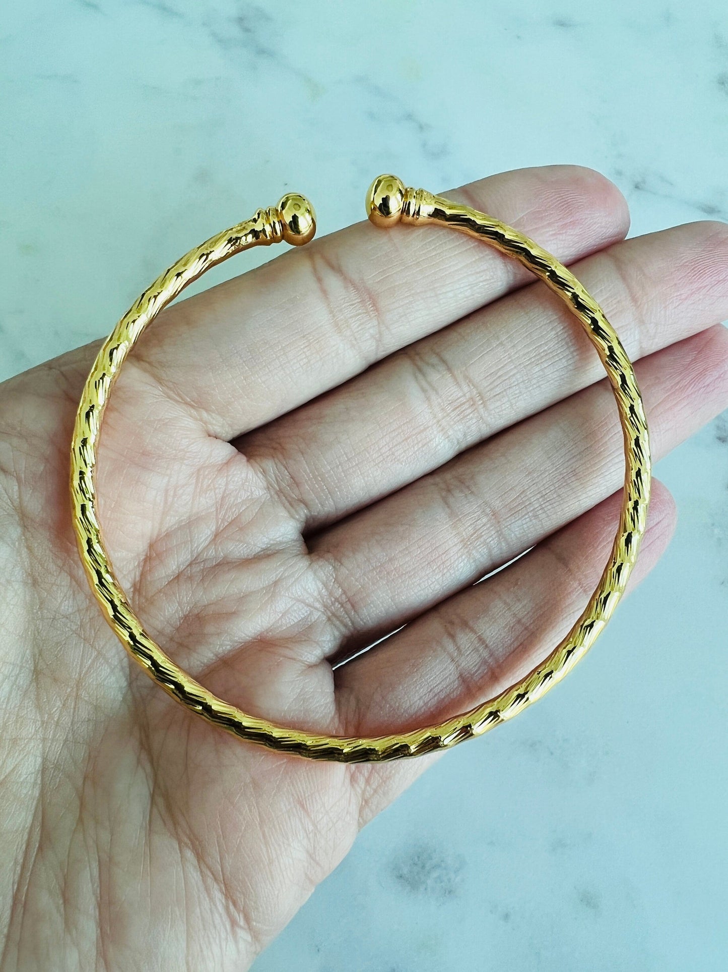 18KT Gold Filled Bangles, Gold Filled Adjustable Bangle | 2.25" 2.5" 2.75" Diameter by HAUS OF MONOGRAM