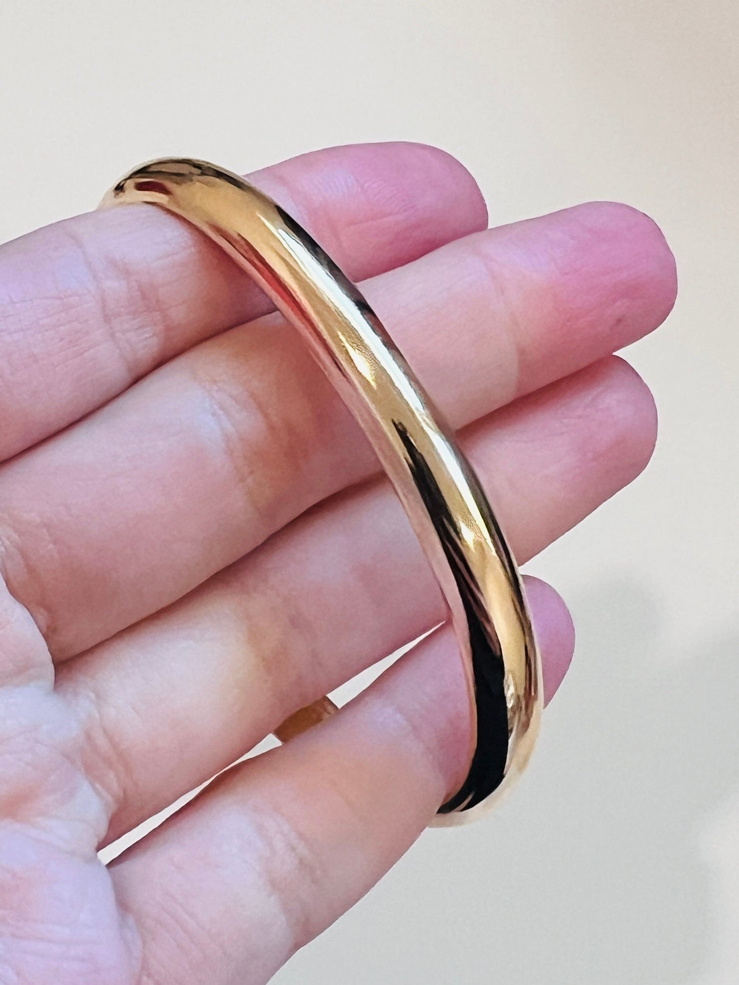 18KT Gold Filled Bangles, Gold Filled Adjustable Bangle | 6mm Wide | 2.5" Diameter by HAUS OF MONOGRAM
