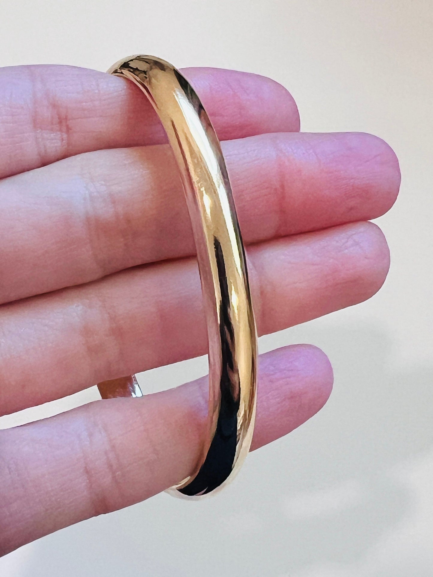 18KT Gold Filled Bangles, Gold Filled Adjustable Bangle | 6mm Wide | 2.5" Diameter by HAUS OF MONOGRAM