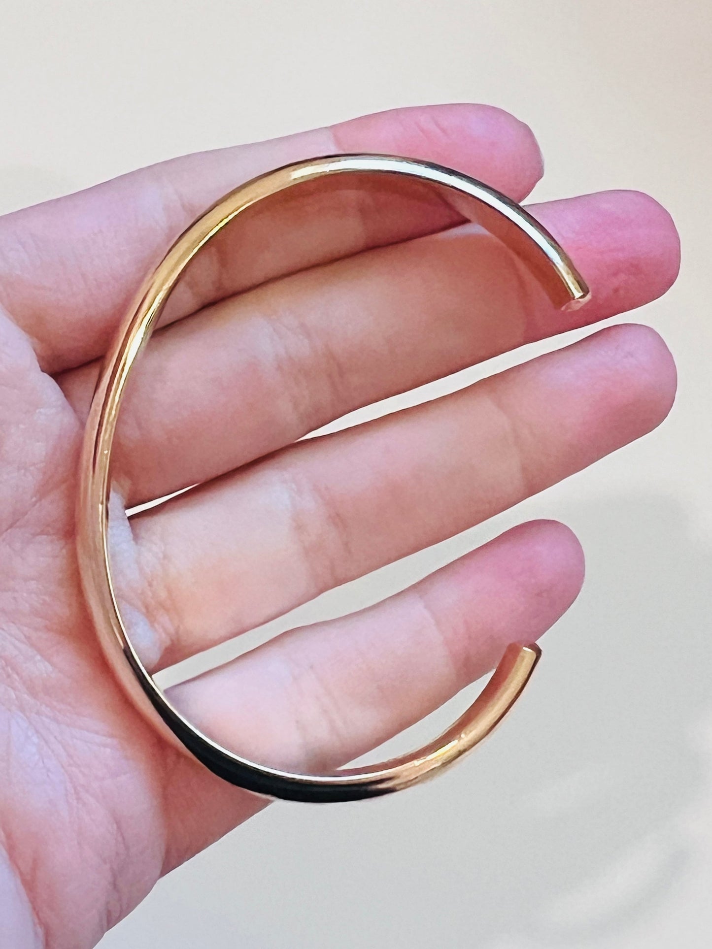 18KT Gold Filled Bangles, Gold Filled Adjustable Bangle | 6mm Wide | 2.5" Diameter by HAUS OF MONOGRAM