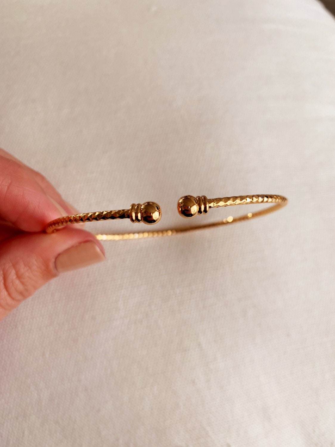 18KT Gold Filled Bangles, Gold Filled Adjustable Bangle | Minimalist Stackable Bracelet by HAUS OF MONOGRAM