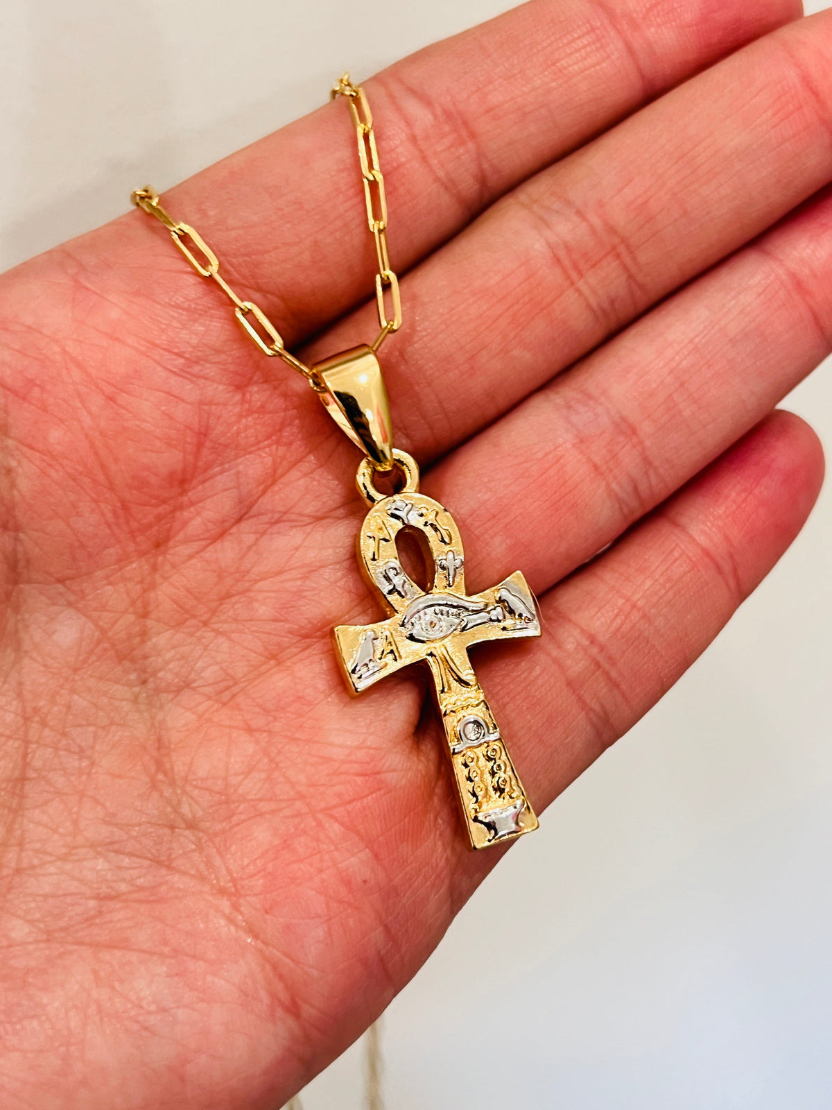 18KT Gold Filled Necklaces, Gold Filled Ankh Necklace | Egyptian Ankh Pendant Necklace by HAUS OF MONOGRAM