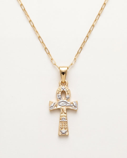 18KT Gold Filled Necklaces, Gold Filled Ankh Necklace | Egyptian Ankh Pendant Necklace by HAUS OF MONOGRAM