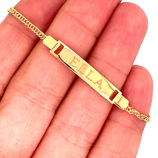 18KT Gold Filled Bracelets, Gold Filled Baby ID Bracelet | Custom Engraved Keepsake by HAUS OF MONOGRAM
