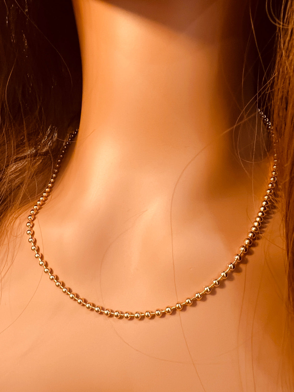 18KT Gold Filled Necklaces, Gold Filled Ball Chain Necklace | 3mm Beaded | Waterproof by HAUS OF MONOGRAM