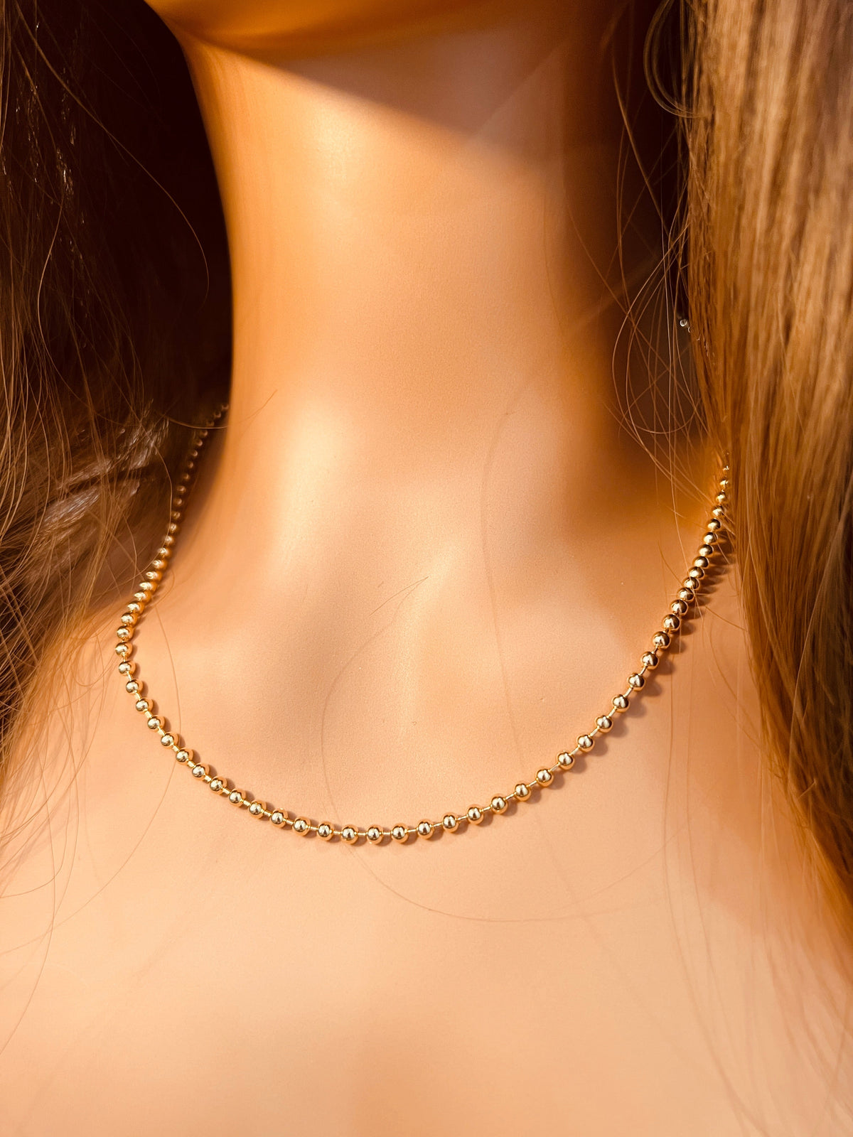18KT Gold Filled Necklaces, Gold Filled Ball Chain Necklace | 3mm Beaded | Waterproof by HAUS OF MONOGRAM