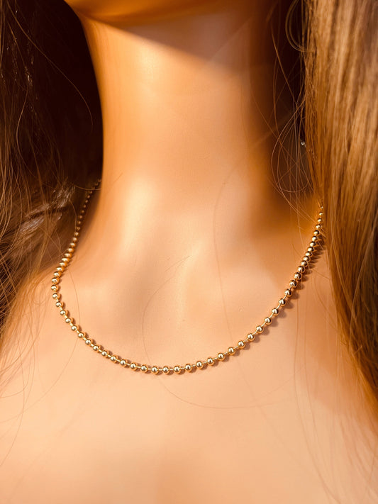 18KT Gold Filled Necklaces, Gold Filled Ball Chain Necklace | 3mm Beaded | Waterproof by HAUS OF MONOGRAM