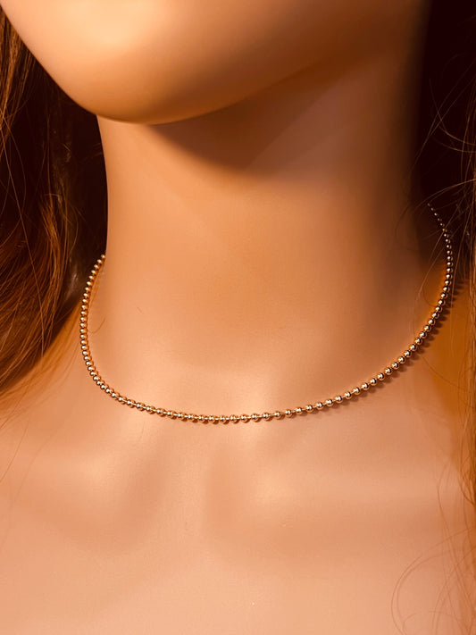 18KT Gold Filled Necklaces, Gold Filled Ball Necklace | 2mm Bead Chain | 14–20 Inch by HAUS OF MONOGRAM