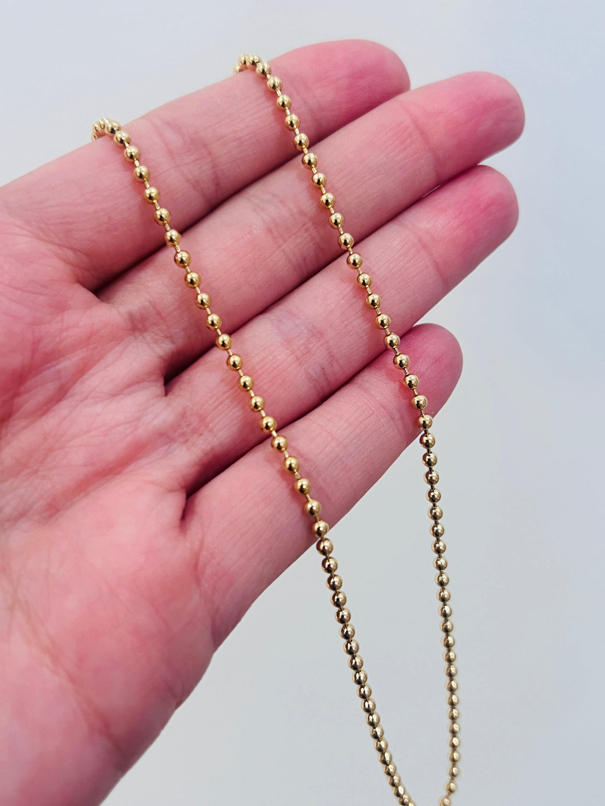 18KT Gold Filled Necklaces, Gold Filled 2mm Beaded Ball Necklace | Unisex Chain by HAUS OF MONOGRAM