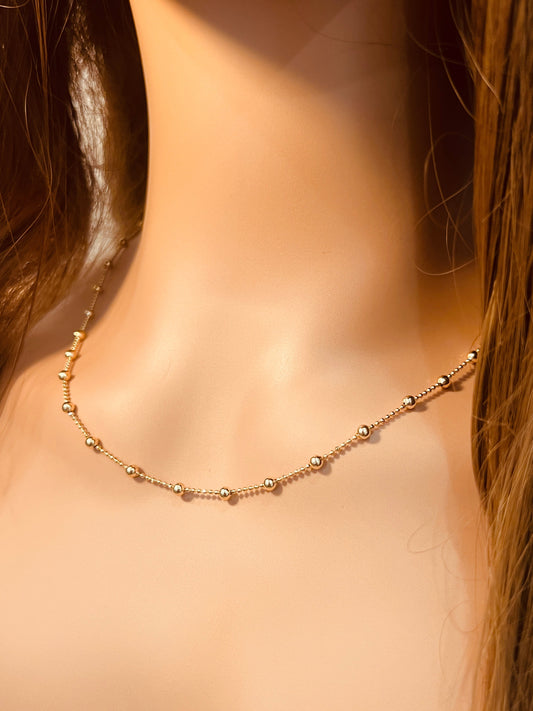 18KT Gold Filled Necklaces, Gold Filled Beaded Ball Necklace | Effortlessly Chic with Subtle Texture by HAUS OF MONOGRAM