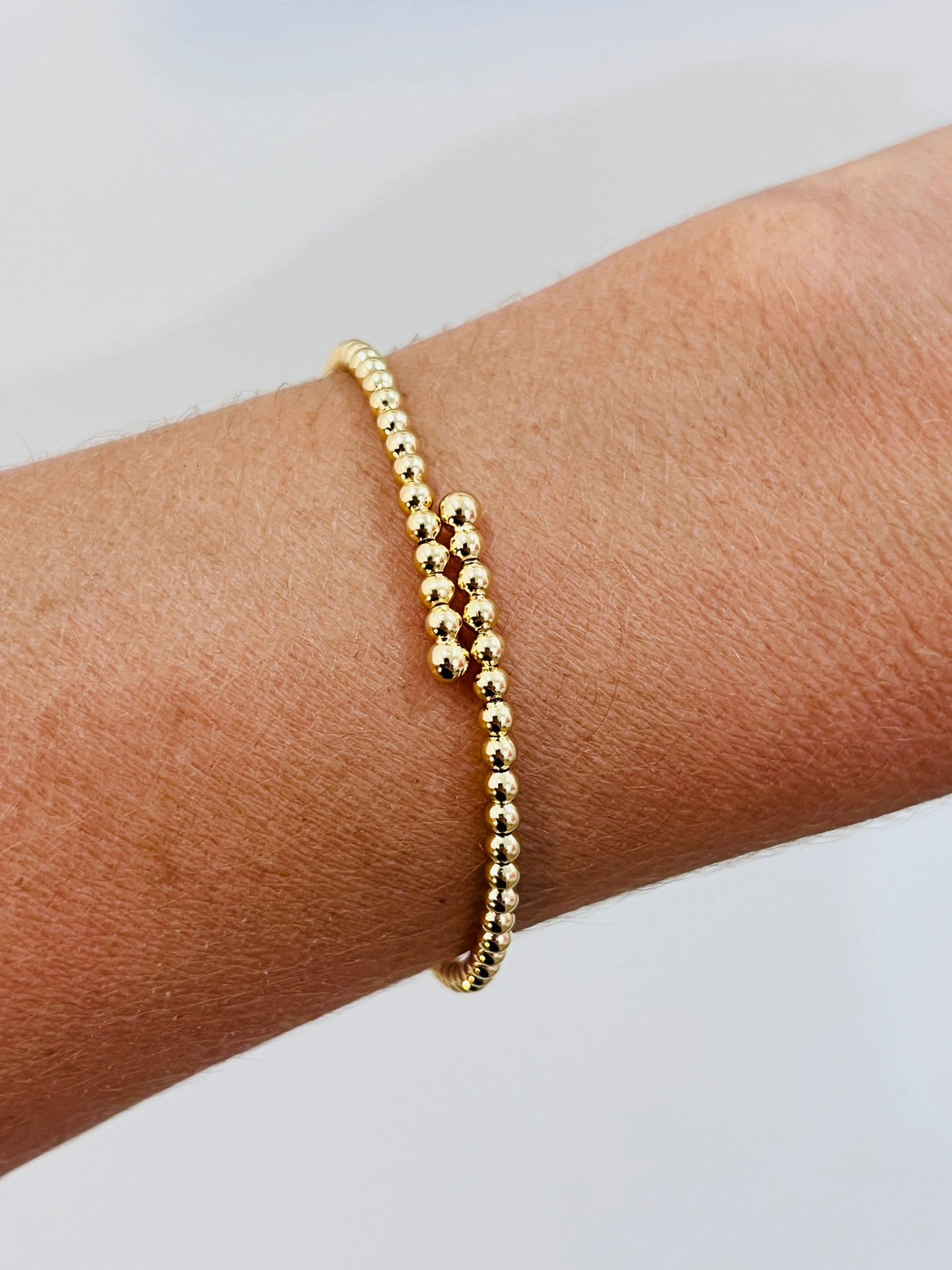 18KT Gold Filled Bangles, Gold Filled Beaded Bangle | 2mm Minimalist Bracelet by HAUS OF MONOGRAM