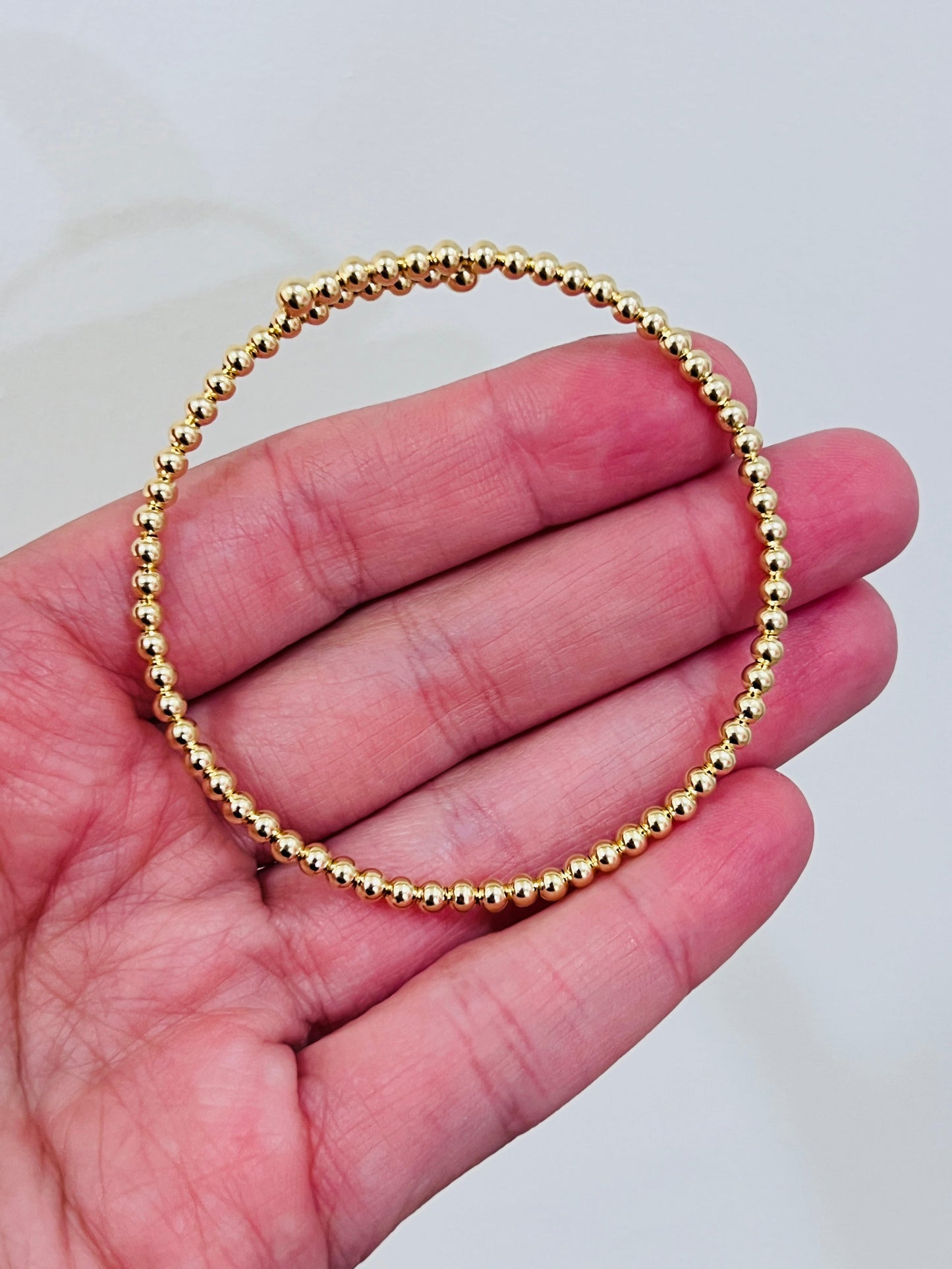 18KT Gold Filled Bangles, Gold Filled Beaded Bangle | 2mm Minimalist Bracelet by HAUS OF MONOGRAM
