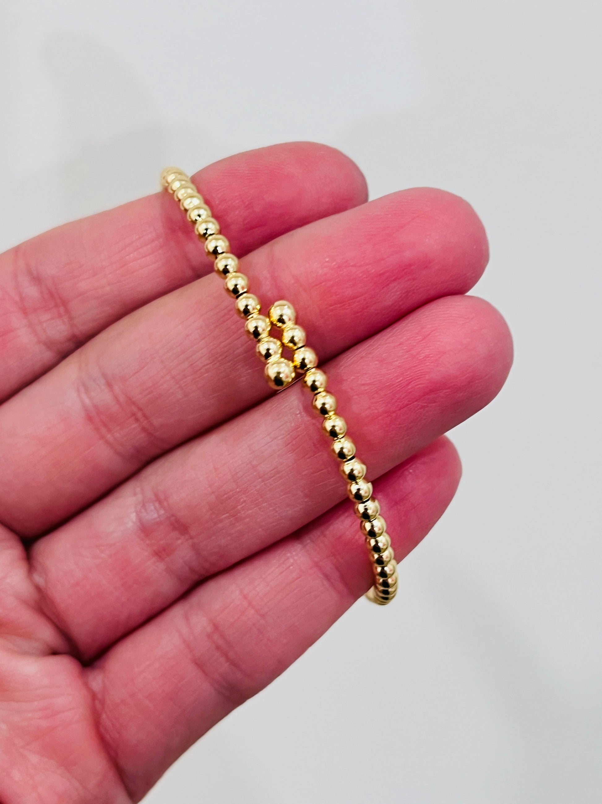 18KT Gold Filled Bangles, Gold Filled Beaded Bangle | 2mm Minimalist Bracelet by HAUS OF MONOGRAM