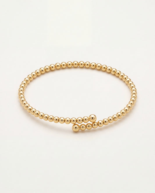 18KT Gold Filled Bangles, Gold Filled Beaded Bangle | 2mm Minimalist Bracelet by HAUS OF MONOGRAM