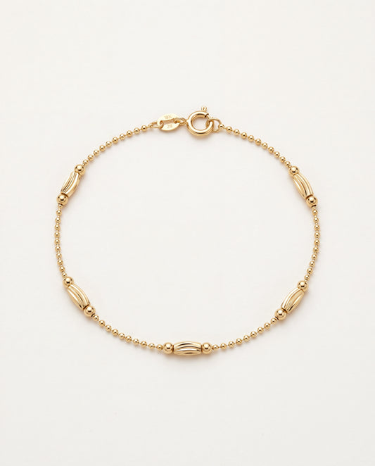 18KT Gold Filled Anklets, Gold Filled Beaded Bar Anklet | Dainty 18K Gold Bead Chain Ankle Bracelet by HAUS OF MONOGRAM