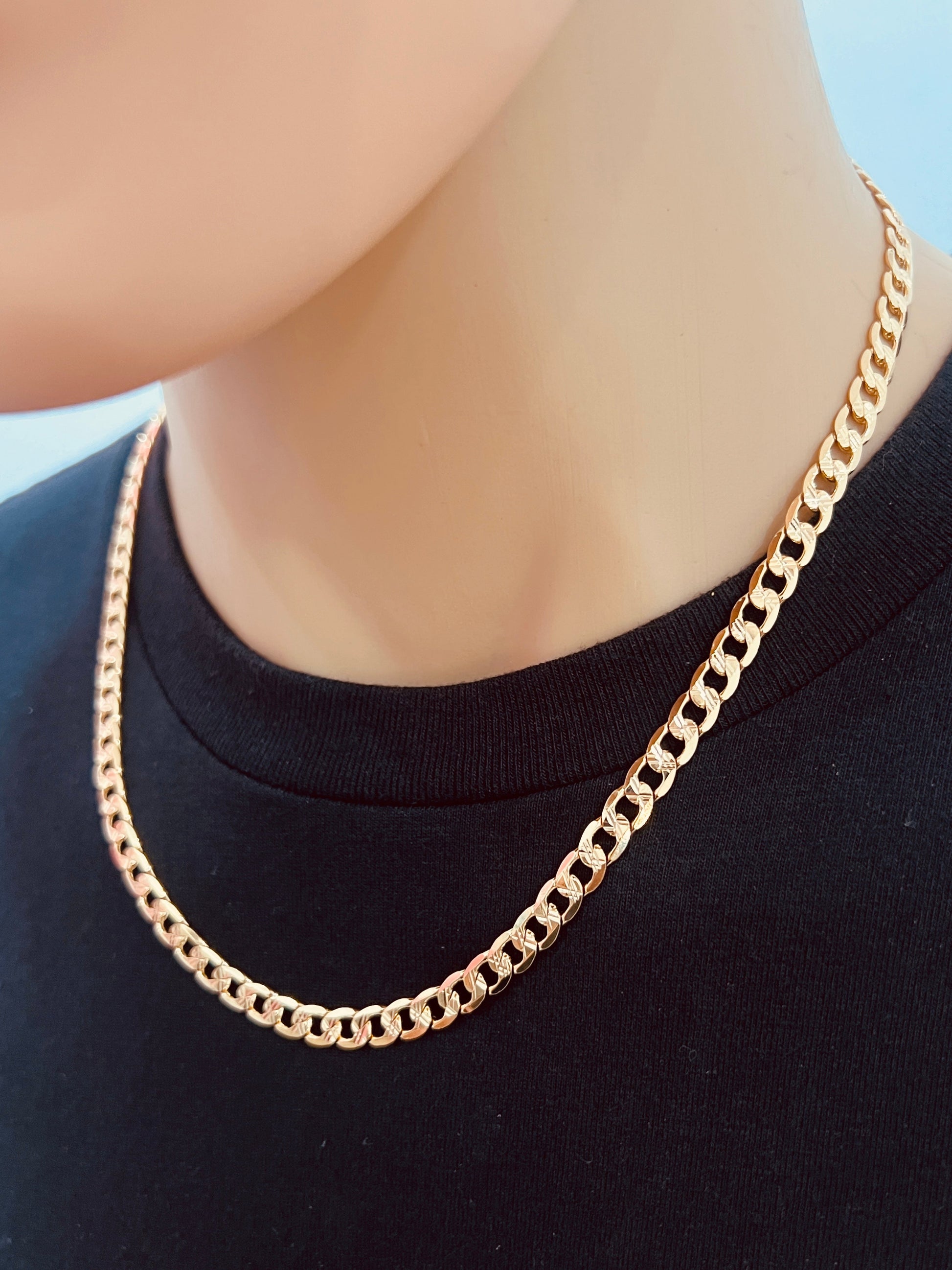 18KT Gold Filled Men's Chains, Gold Filled Beveled Curb Chain | 5.5mm | 20" or 24" by HAUS OF MONOGRAM