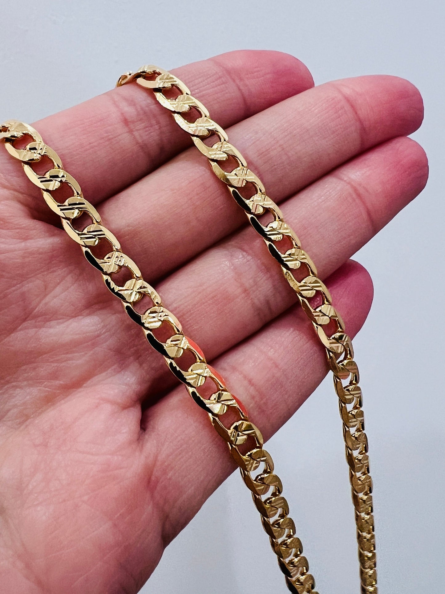 18KT Gold Filled Men's Chains, Gold Filled Beveled Curb Chain | 5.5mm | 20" or 24" by HAUS OF MONOGRAM