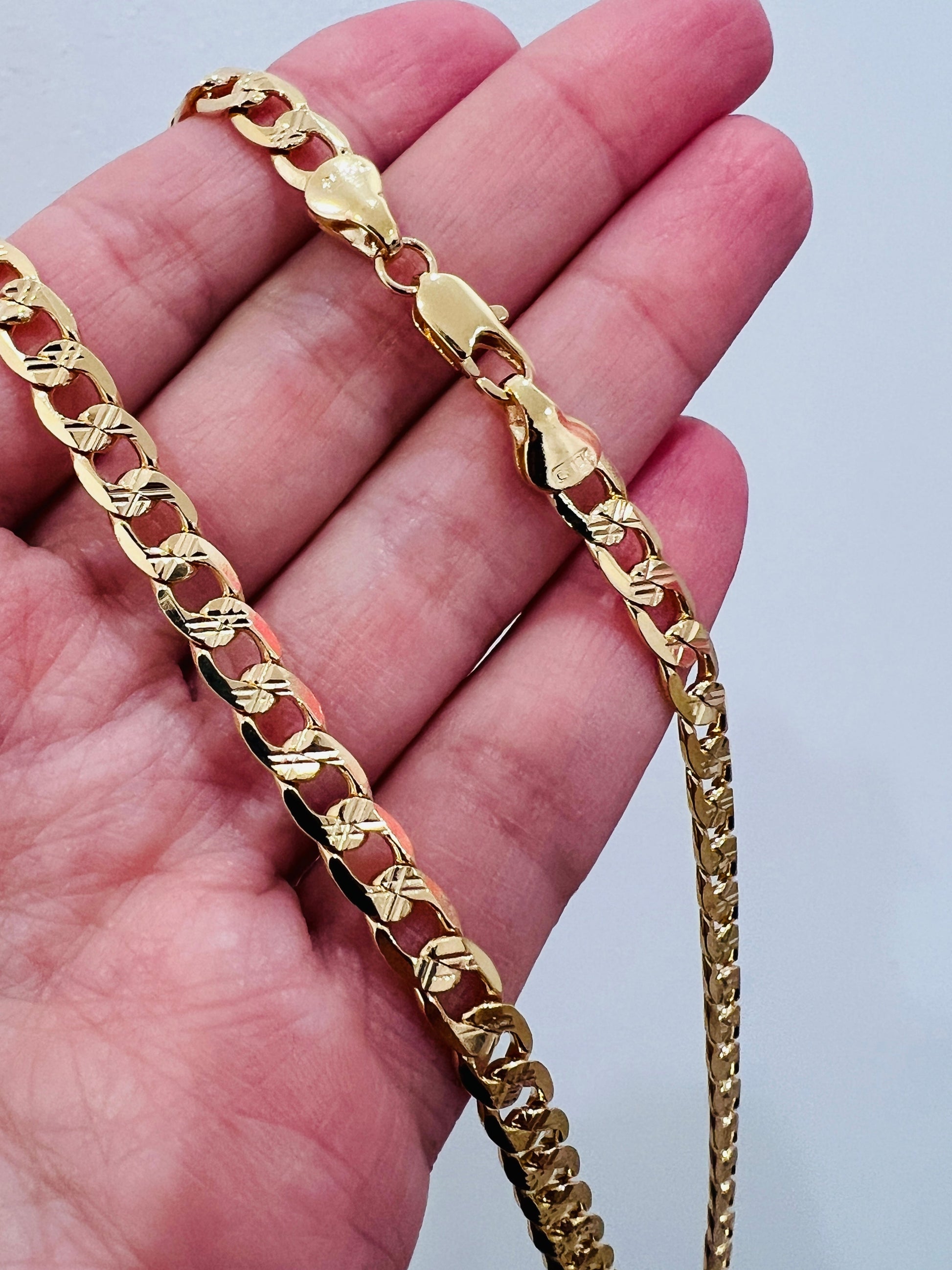 18KT Gold Filled Men's Chains, Gold Filled Beveled Curb Chain | 5.5mm | 20" or 24" by HAUS OF MONOGRAM