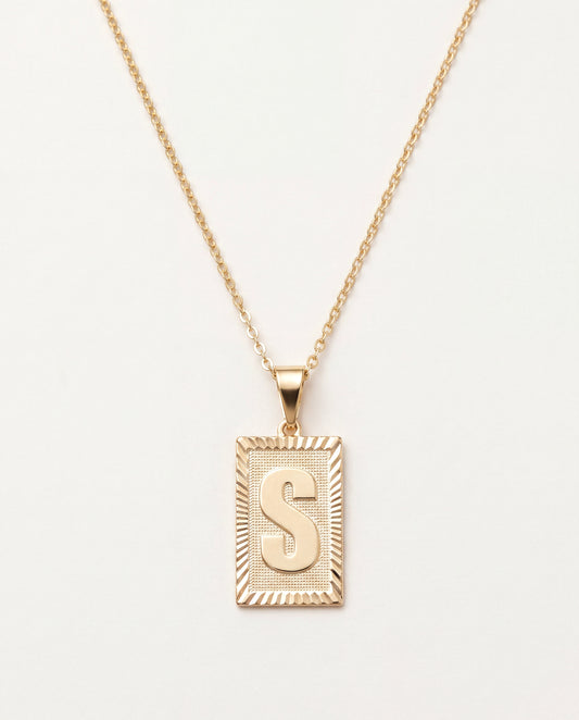 18KT Gold Filled Necklaces, Gold Filled Block Initial Necklace | Personalized Letter Pendant by HAUS OF MONOGRAM