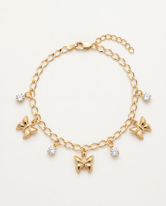 18KT Gold Filled Anklets, Gold Filled Bow Anklet | Dainty 9.5" 3mm Chain Charm by HAUS OF MONOGRAM