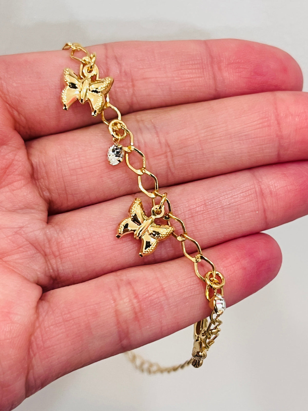 18KT Gold Filled Anklets, Gold Filled Bow Anklet | Dainty 9.5" 3mm Chain Charm by HAUS OF MONOGRAM
