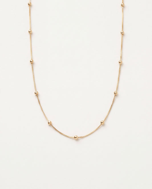 18KT Gold Filled Necklaces, Gold Filled Box & Ball Necklace | Dainty Textured Accent Chain by HAUS OF MONOGRAM