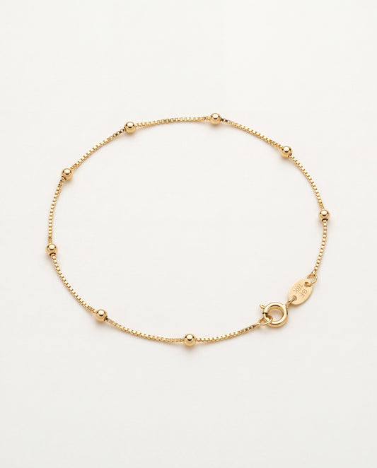 18KT Gold Filled Anklets, Gold Filled Box Ball Anklet | 10" 18K Gold Dainty Anklet with 2mm Beads by HAUS OF MONOGRAM