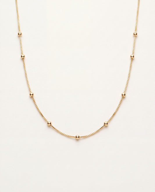 18KT Gold Filled Necklaces, Gold Filled Box & Ball Necklace | 0.5mm Chain | 14–20 Inch by HAUS OF MONOGRAM