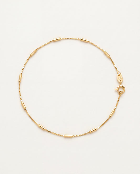 18KT Gold Filled Anklets, Gold Filled Box Bar Anklet | Dainty 18K Gold Ankle Bracelet by HAUS OF MONOGRAM