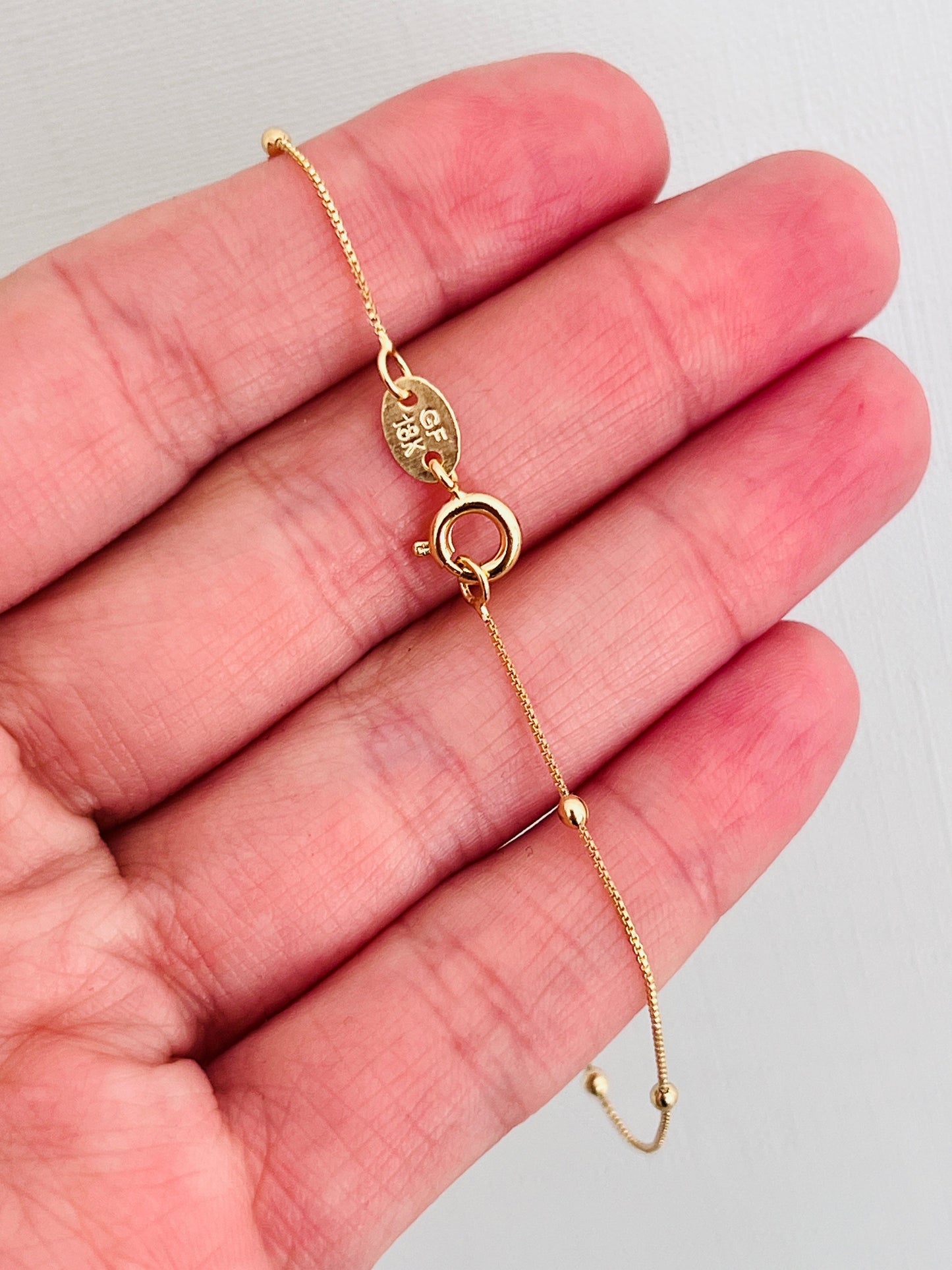 18KT Gold Filled Bracelets, Gold Filled Box Beaded Bracelet | 1mm Beads in 3 Sizes by HAUS OF MONOGRAM