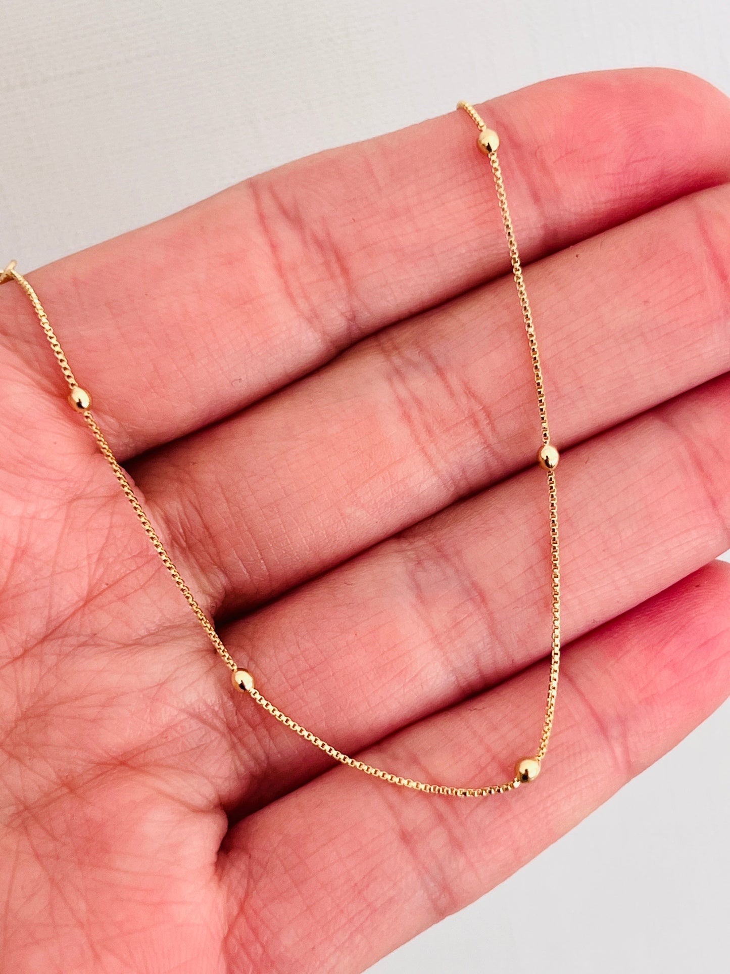 18KT Gold Filled Bracelets, Gold Filled Box Beaded Bracelet | 1mm Beads in 3 Sizes by HAUS OF MONOGRAM