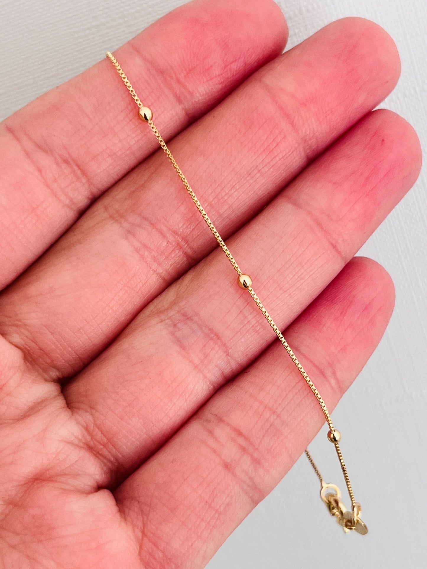 18KT Gold Filled Bracelets, Gold Filled Box Beaded Bracelet | 1mm Beads in 3 Sizes by HAUS OF MONOGRAM