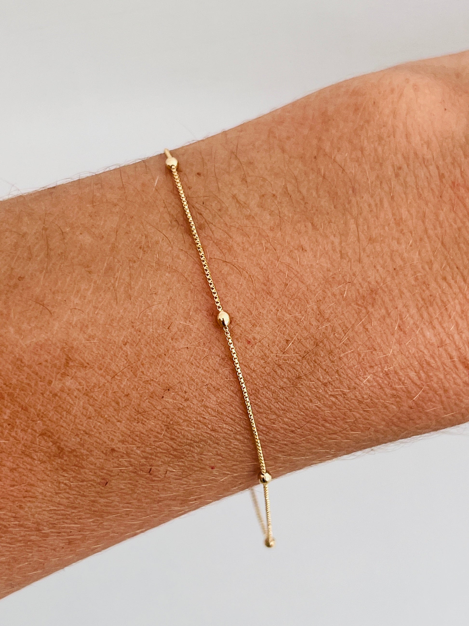 18KT Gold Filled Bracelets, Gold Filled Box Beaded Bracelet | 1mm Beads in 3 Sizes by HAUS OF MONOGRAM
