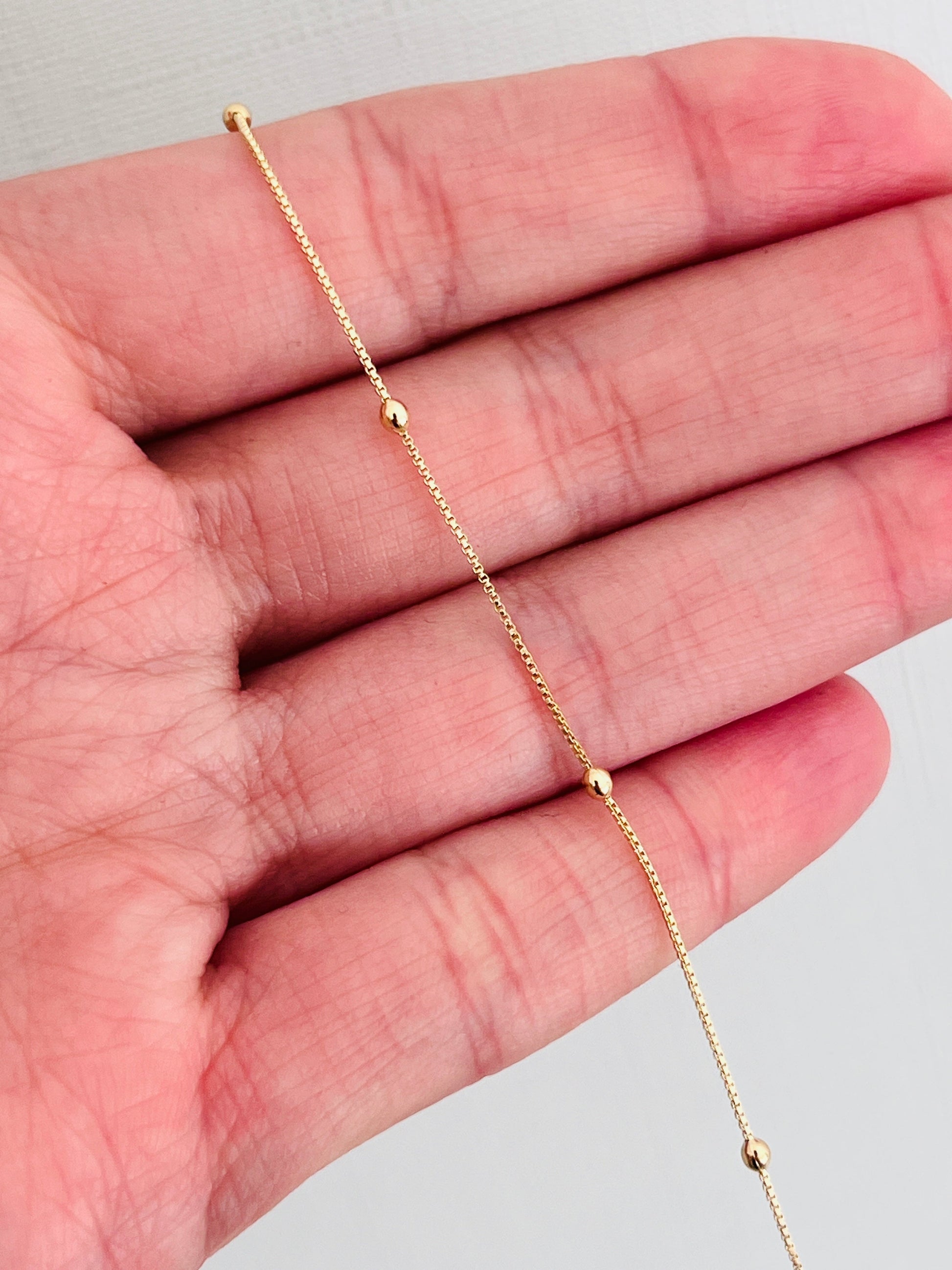 18KT Gold Filled Bracelets, Gold Filled Box Beaded Bracelet | 1mm Beads in 3 Sizes by HAUS OF MONOGRAM