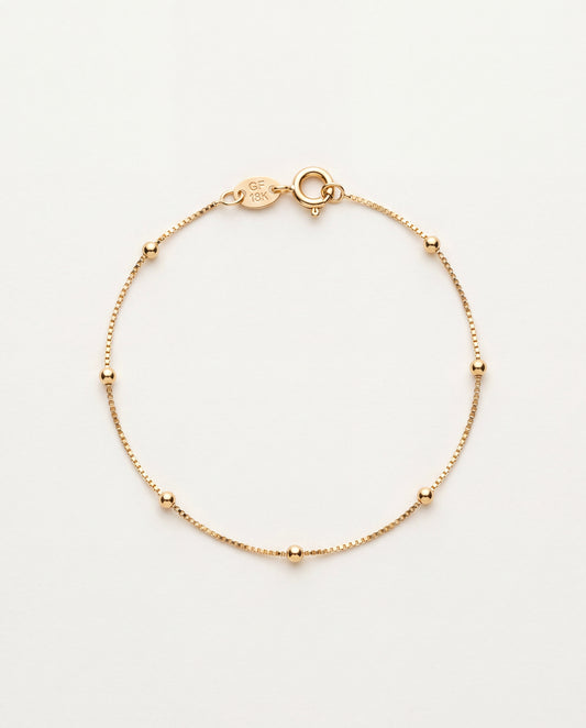 18KT Gold Filled Bracelets, Gold Filled Box Beaded Bracelet | 1mm Beads in 3 Sizes by HAUS OF MONOGRAM